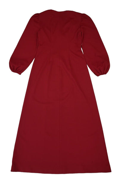 70s Vintage Red Silver Trim Long Sleeve Maxi Dress Women's Size 12