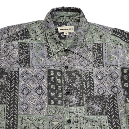 Northwood Vintage 90's Blue Green Abstract Short Sleeve Shirt Men's UK M