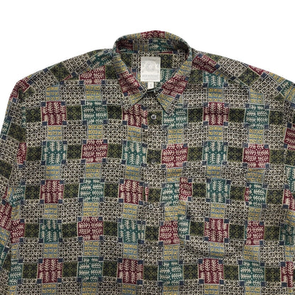 St Michael 90's Green & Red Patterned Viscose Shirt Uk Men's UK S