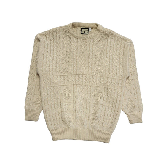 Topman Vintage 80's Beige Cable-Knit Jumper Uk Men's Size Large
