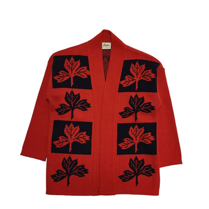 Brettles 90s Vintage Red & Black Open Front Cardigan Uk Women's Size M