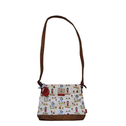 Santoro White Red Blue Fabric Leather Shoulder Bag Uk Women's 12" x 9"