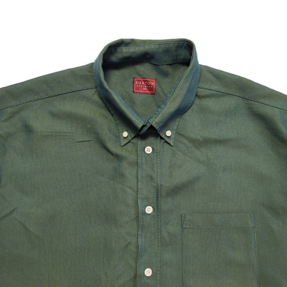 Burton Vintage 90's Green Striped Relaxed Fit Long Sleeve Shirt Men's UK Size XL