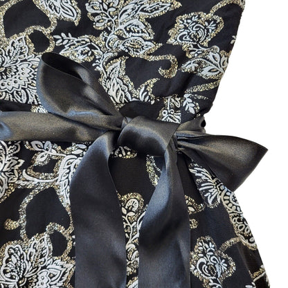Jane Norman Y2K Strapless Black Glitter Floral Dress UK 10