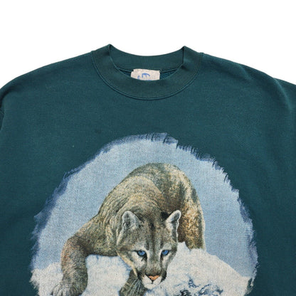 Native Land 90s Green Single Stitch Puma Sweatshirt Uk Women's Size Large