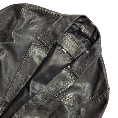 90s Vintage Black One Button Leather Jacket Uk Women's Size 10