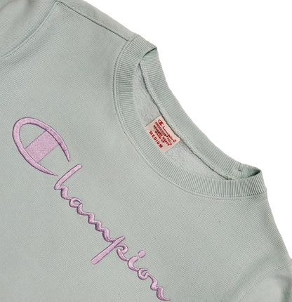 Champion Reverse Weave Vintage Y2K Turquoise Sweatshirt Women's UK Size M