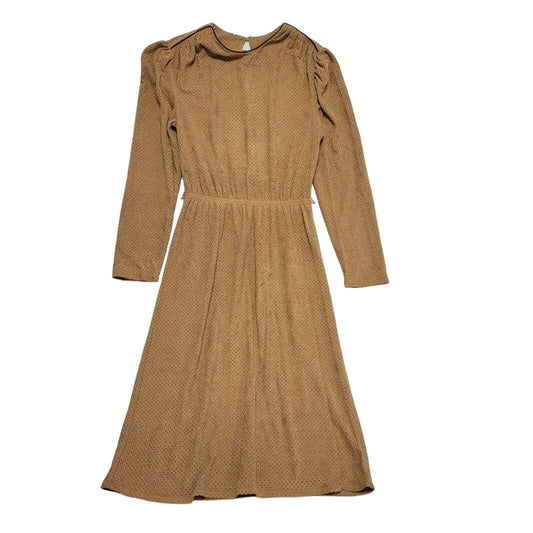 Vintage 80's St Michael Brown A-Line Long Sleeve Dress Womens UK 10