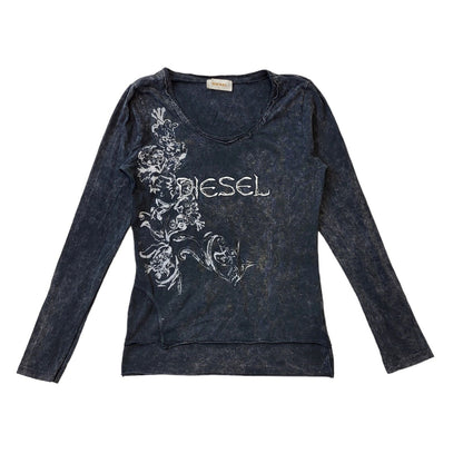Diesel Y2K Grey Round Neck Jumper Women's Size L Eu 40