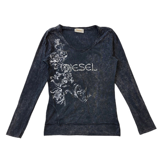 Diesel Y2K Grey Round Neck Jumper Women's Size L Eu 40
