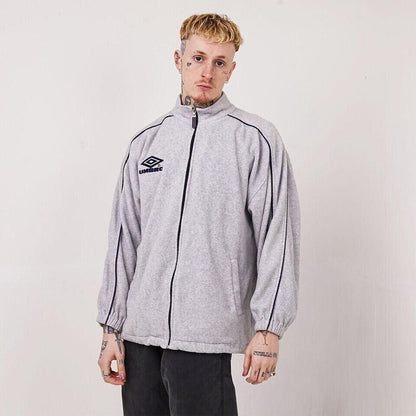 Umbro Grey Vintage 90's Fleece Track Top Jacket UK Men's Size XL