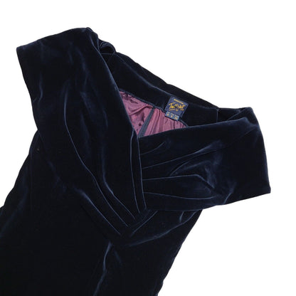 Monsoon Vintage 90's Blue Velour Evening Dress Womens UK 10