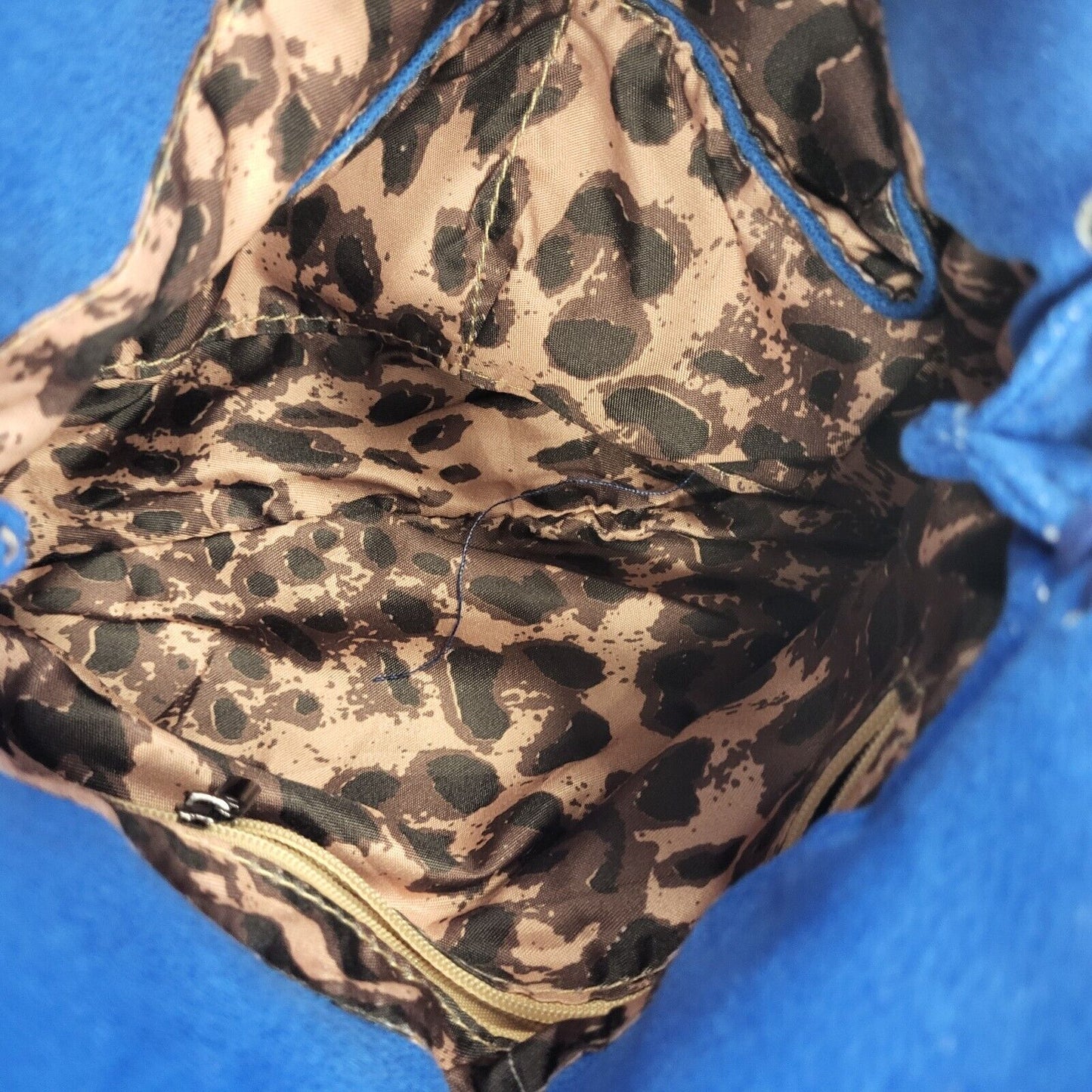 Vintage Blue Faux Suede Leather Small Shoulder Bag Uk Women's Size  10" x 11"