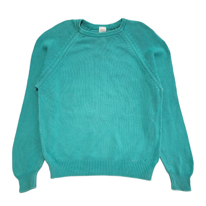 St Michael Vintage 80s Turquoise Crew Neck Cotton Jumper Men's Size M