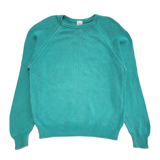 St Michael Vintage 80s Turquoise Crew Neck Cotton Jumper Men's Size M