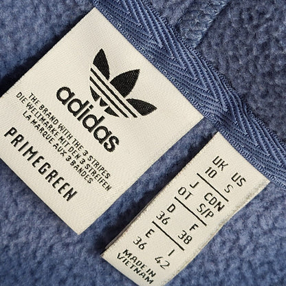 Adidas Vintage 90s Blue Fleece Cropped Hooded Jacket Uk Women's Size 10