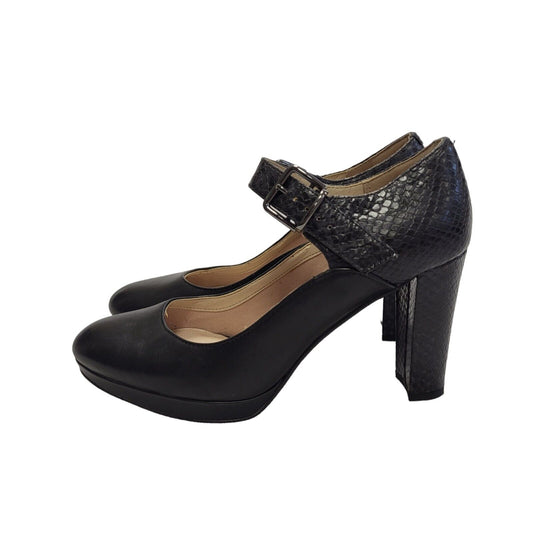 Clarks Black Vintage Buckle Heels Shoes Uk Women's Size 6