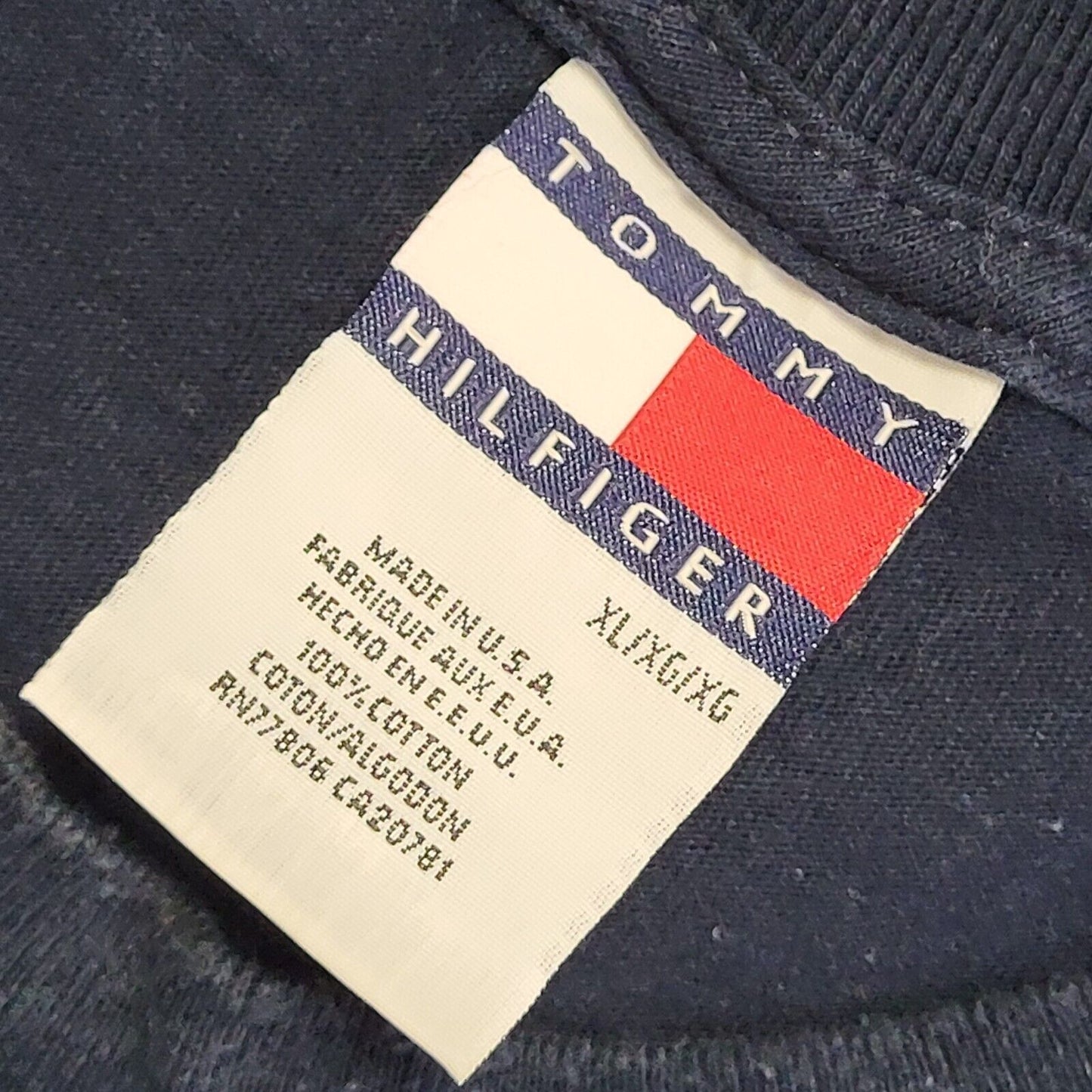 Tommy Hilfiger Navy Blue Vintage 90s T-Shirt Uk Men's Size XL