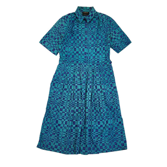 90s Vintage Kerena Blue Buttoned Daywear Dress Women's Size 18
