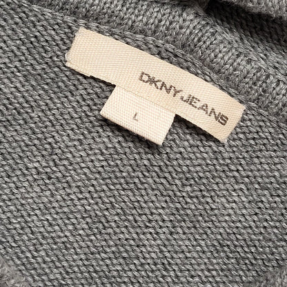 DKNY Vintage Y2K Full Zip Hooded Grey Cardigan Boys Size Large