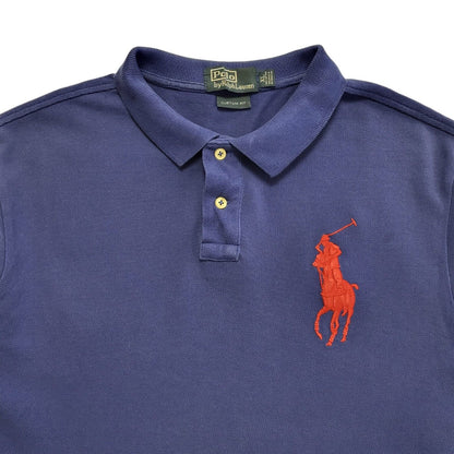 Polo Ralph Lauren 90s Vintage Blue Long Sleeve Polo Top Shirt Men's Size XL