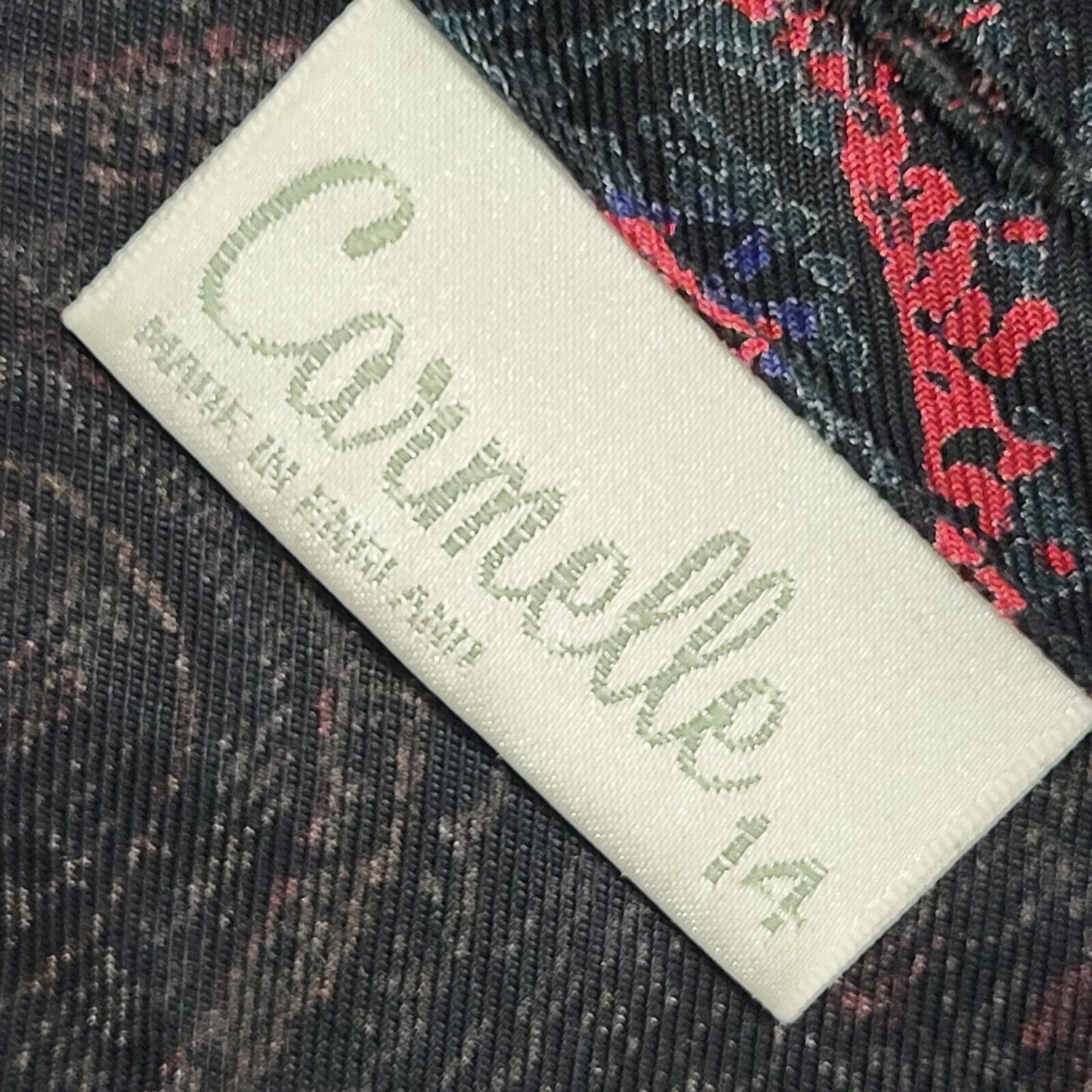 Carmelle Vintage 80s Red Blue Abstract Long Sleeve Dress Uk Women's Size 14 W32