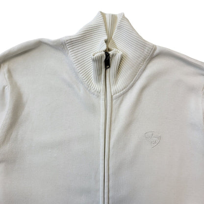 Schott Y2K Vintage White Zipped Cotton Cardigan Men's Size Small