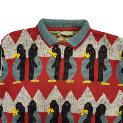 Nicolucci 80s Vintage Red Penguin Knitted Jumper Uk Women's Size 16