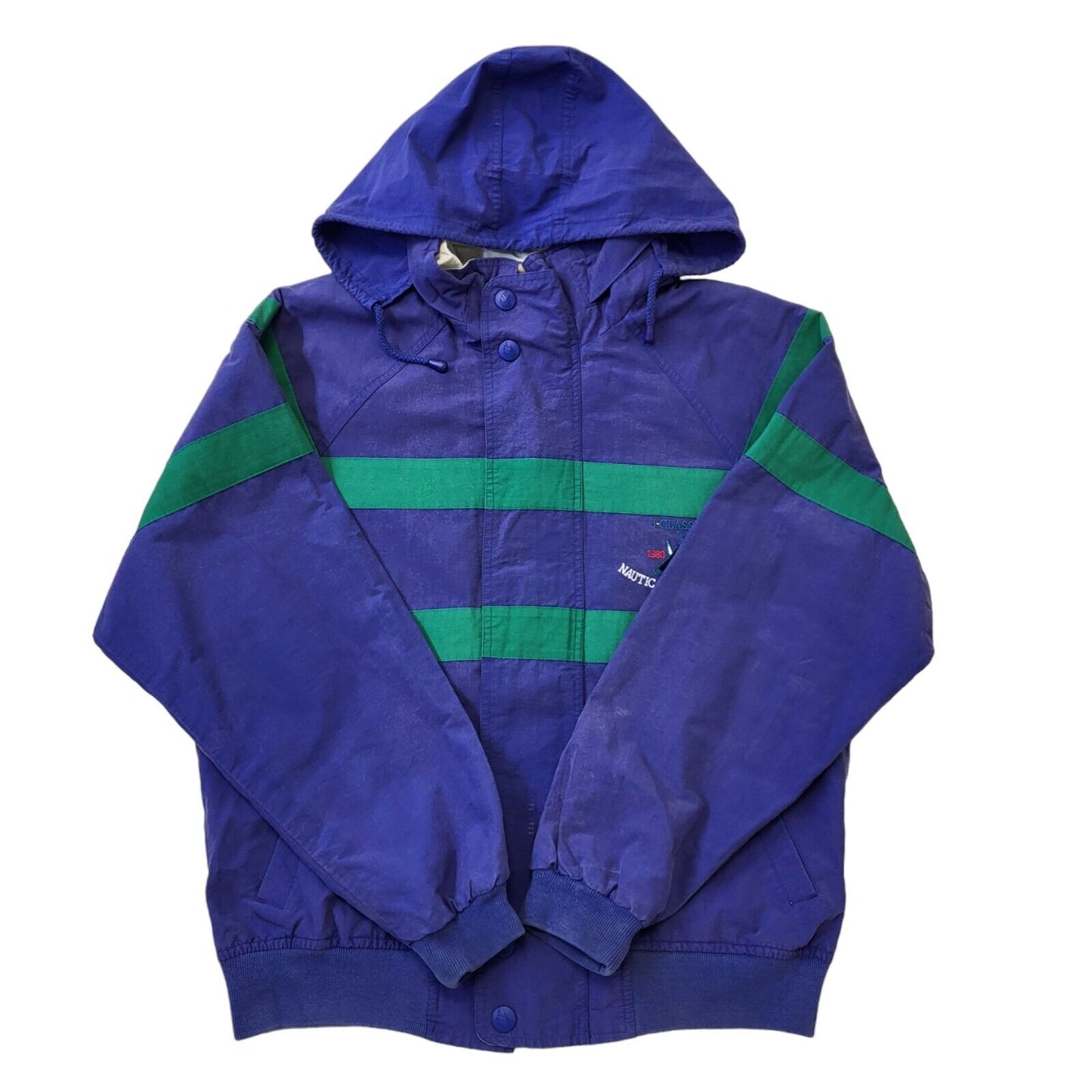 Nautica 90s Vintage Blue Zip Up Hooded Jacket Men's Size XL