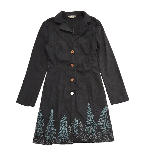 Beggon Vintage 90s Dark Grey Button Rain Coat Uk Women's Size 8/10