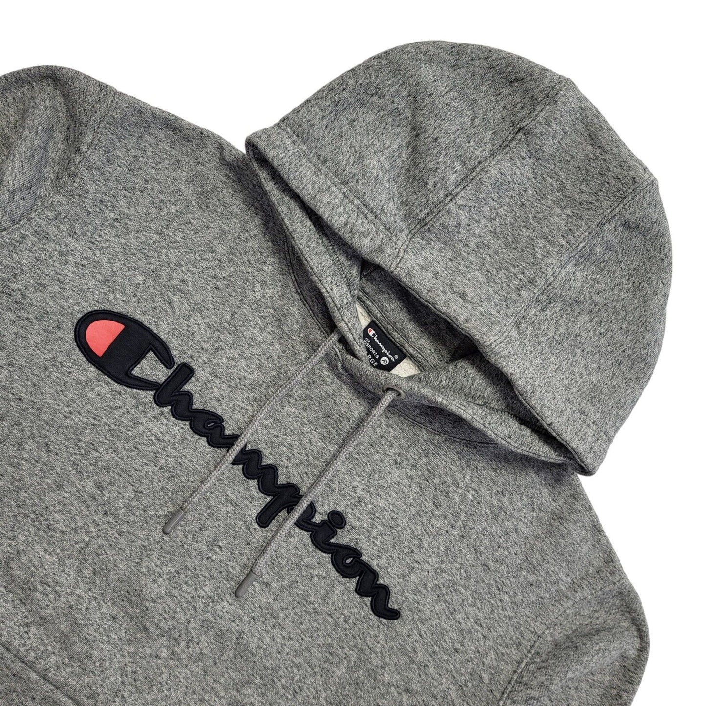 Champion Y2K Grey Short Sweatshirt Pullover Hoodie Uk Men' Size Large