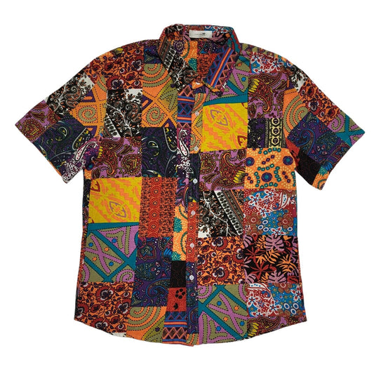 Charmkprl Vintage 90's Multicoloured Floral Short Sleeve Shirt Mens UK M