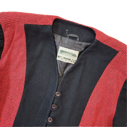 Express 80s Vintage Black & Red Button Up Blazer Women's Size Small
