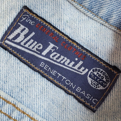 Blue Family 90s Vintage Sleeveless Blue Denim Button Shirt Uk Women's Size 14