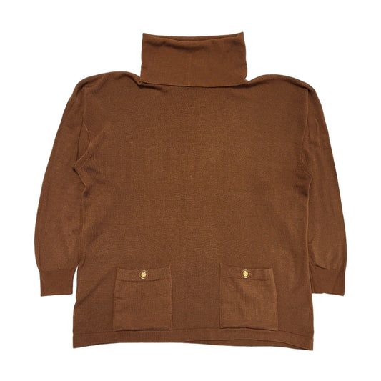 Straven Vintage 80's Brown Roll Neck Pocket Jumper Womens UK Size L