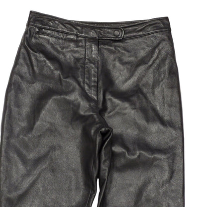 Wilsons Maxima 90s Straight Leg Black Leather Trousers Uk Women's 10 W28 L34