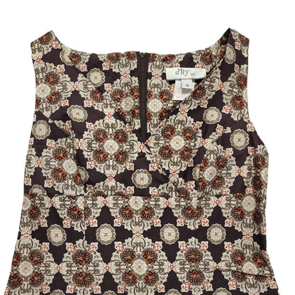 D'By Vintage Brown Abstract Sleeveless Dress Uk Women's Size 8