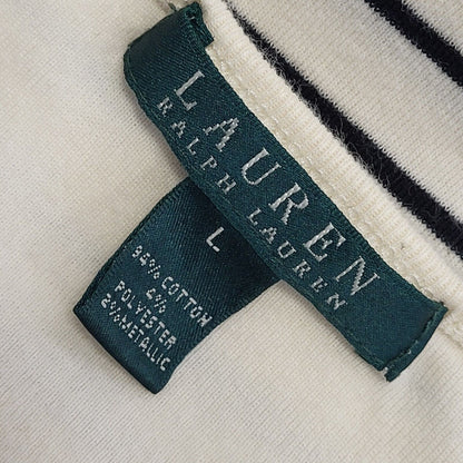 Ralph Lauren  Beige Striped Short Sleeve Round Neck Women's UK Size L