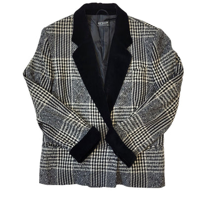 Lutz Teutloff Vintage 80s Black & White Check Blazer Jacket Womens Size 14