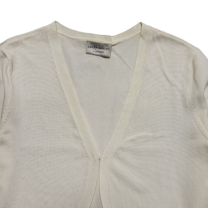 Laura Ashley Y2K Vintage Cream Cropped Thin Knit Cardigan Women's L 12