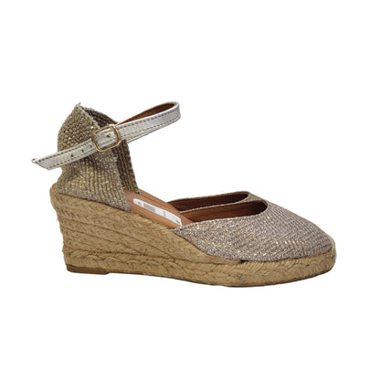 John Lewis Gold Vintage Buckle Wedge Shoes Uk Women's Size 4.5