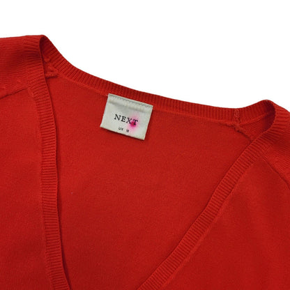 Next Y2K Red Cropped Button Up Short Sleeve Cardigan Womens UK Size 18