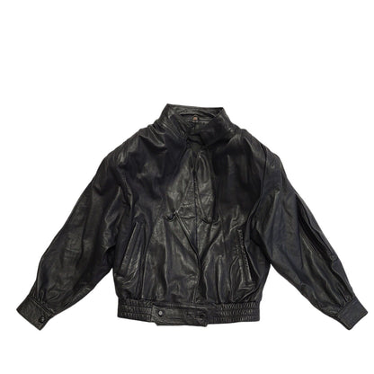G&A Vintage 80s Black Leather Jacket Uk Women's Size Medium