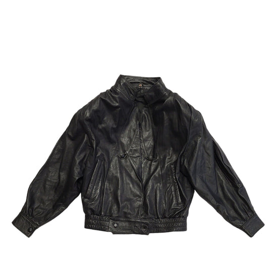 G&A Vintage 80s Black Leather Jacket Uk Women's Size Medium