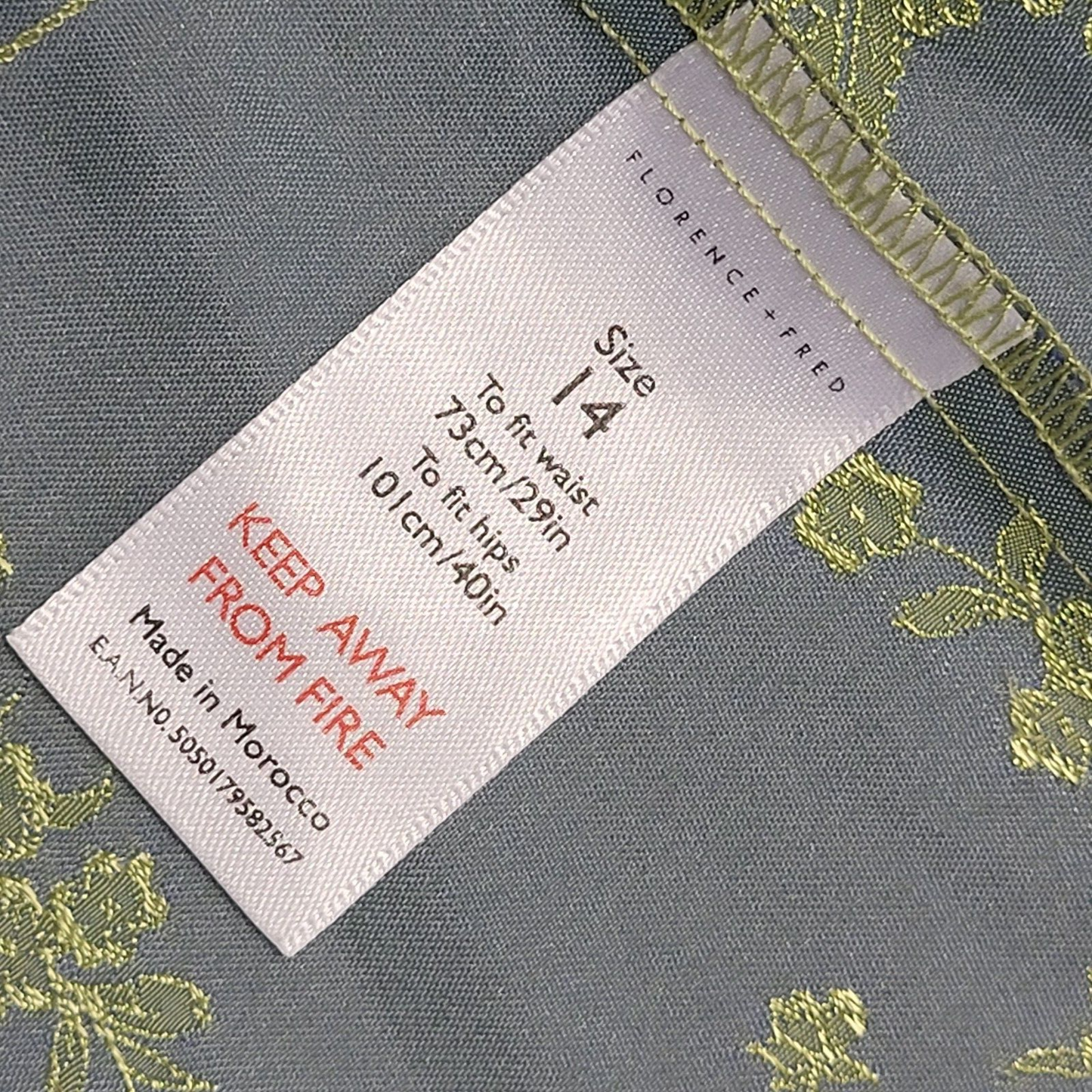 Florence & Fred Y2k Green Grey Floral Skirt Uk Women's Size 14