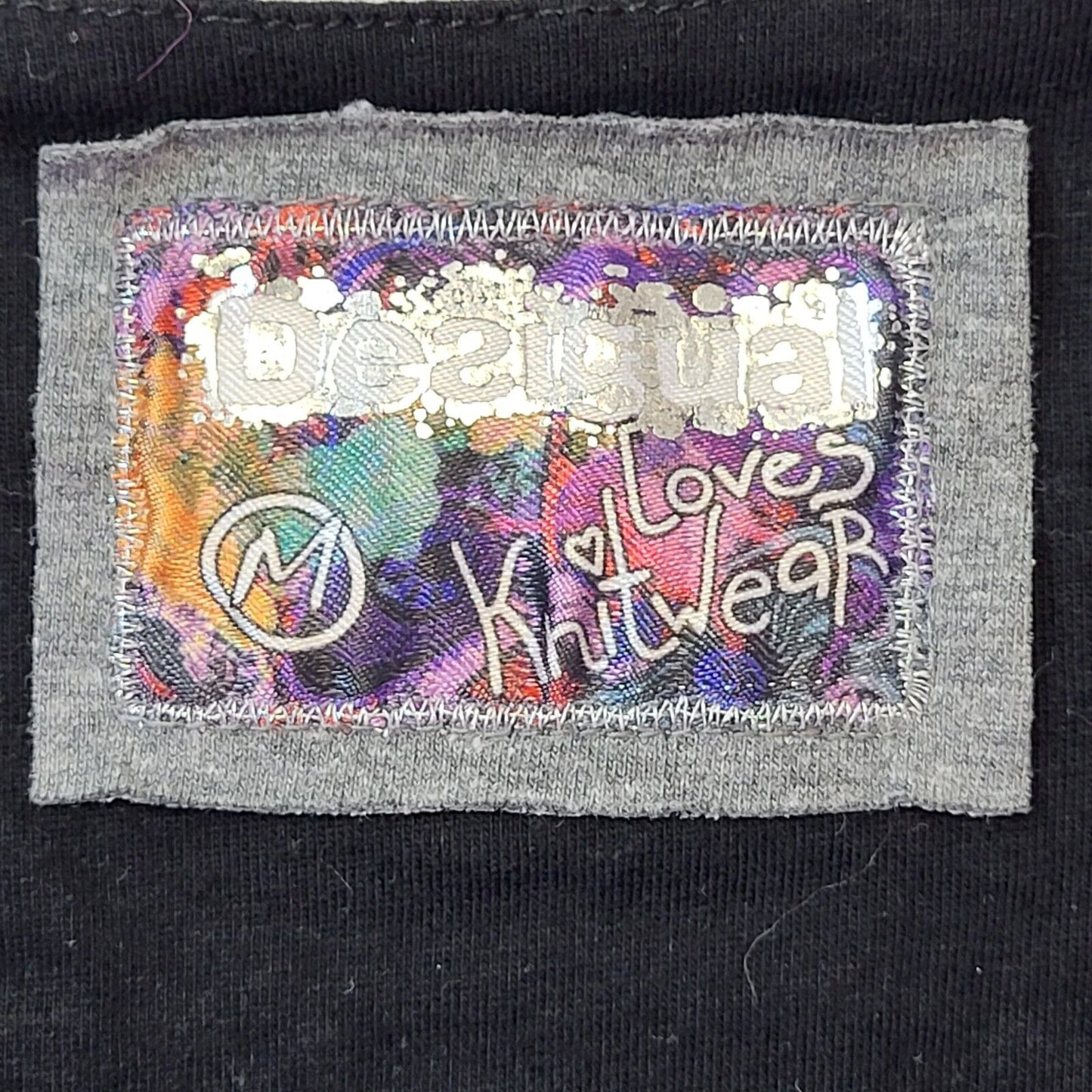 Desigual Y2K Black & Purple Floral Round Neck T-Shirt Women's M