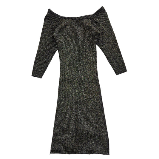 City Swingers Vintage 70's Black & Gold Off Shouler Dress Uk Women's Size 14