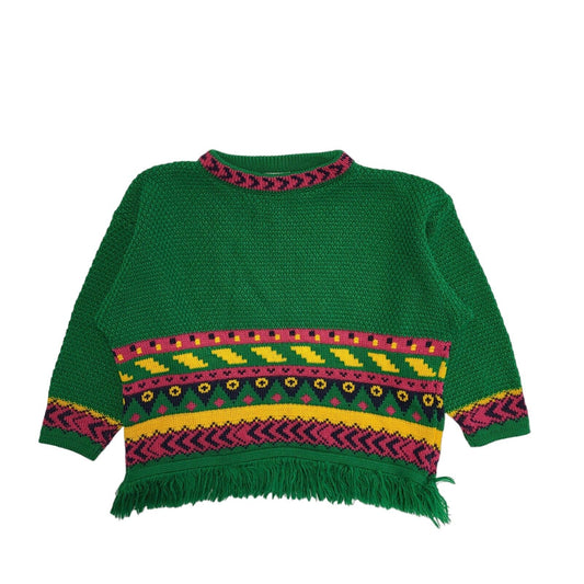 Next Preppy 90's Green Tassel Knit Long Sleeve Jumper Girls 5/6 Years