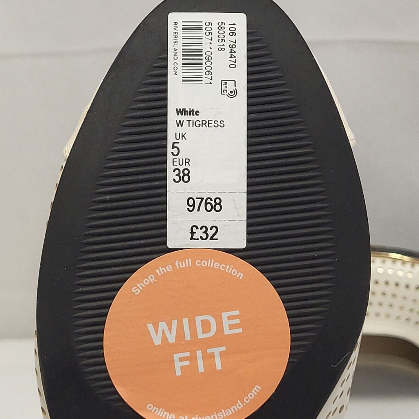 River Island Tigress Wide Fit Grey Beige Slip On Shoes Women's Uk 5