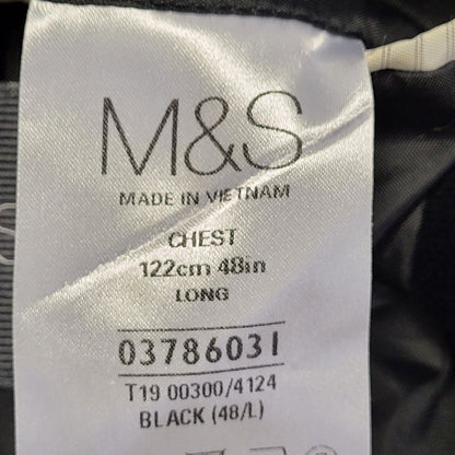 M&S Men Y2k Black Suit Jacket Uk Men's Size 2XL 48"